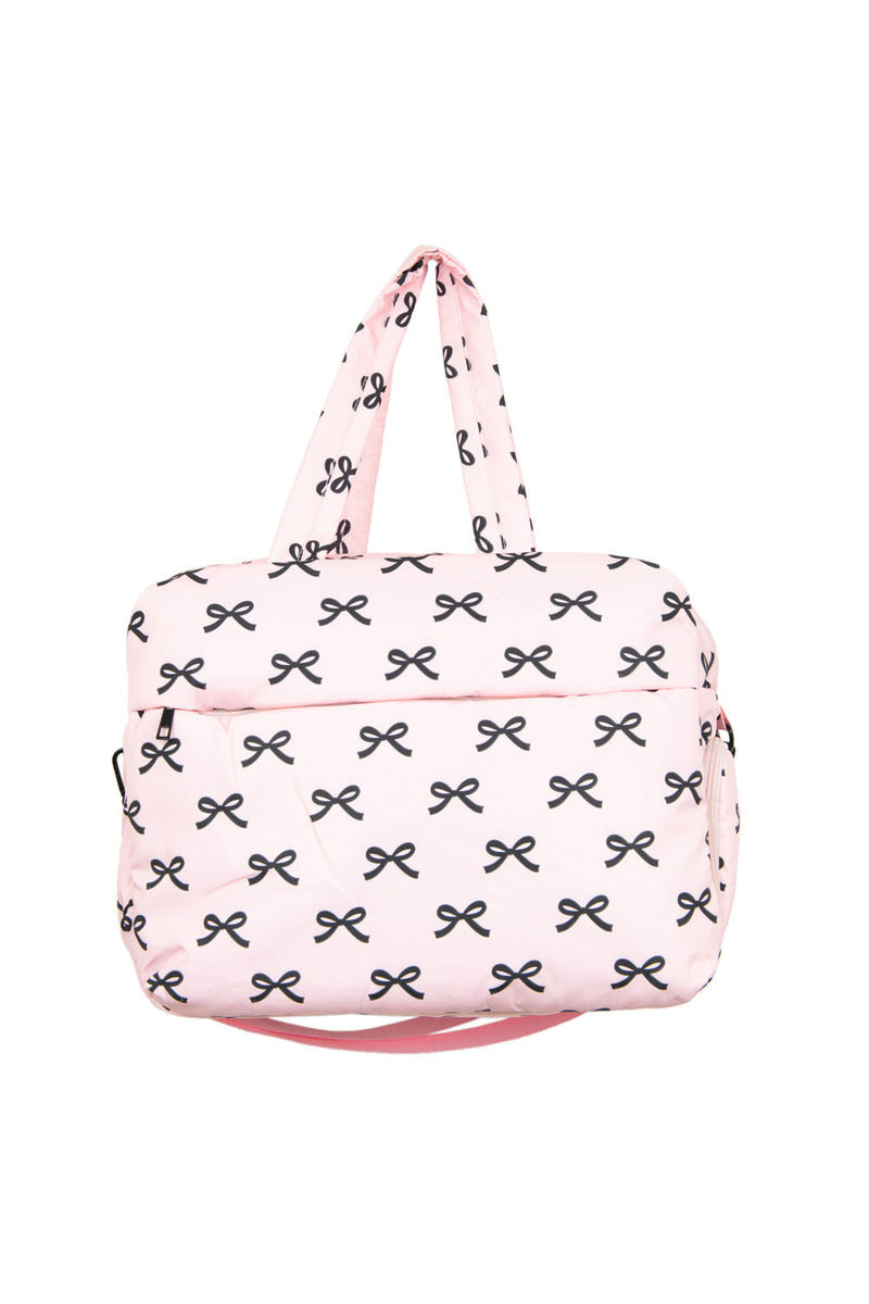 Black & Pink Mini Bows Duffel Weekender w/ Pass-Thru Slip