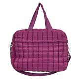 Plum Quilted Weekend Duffel w/ Pass-Thru Slip