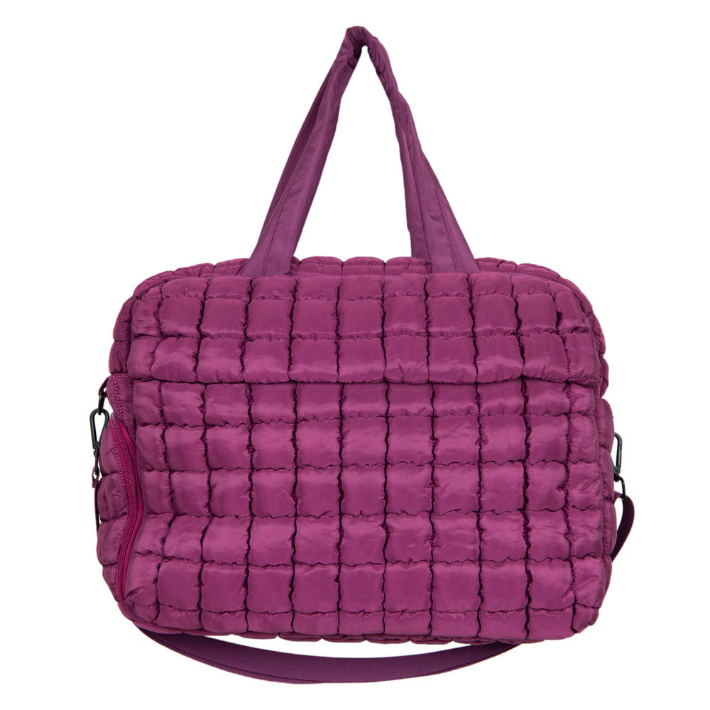 Plum Quilted Weekend Duffel w/ Pass-Thru Slip