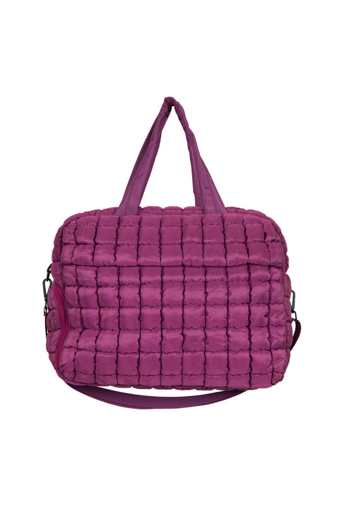 Plum Quilted Weekend Duffel w/ Pass-Thru Slip