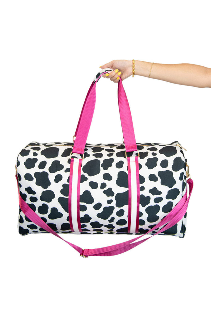 Black and White Cow Print Weekend Duffle Bag