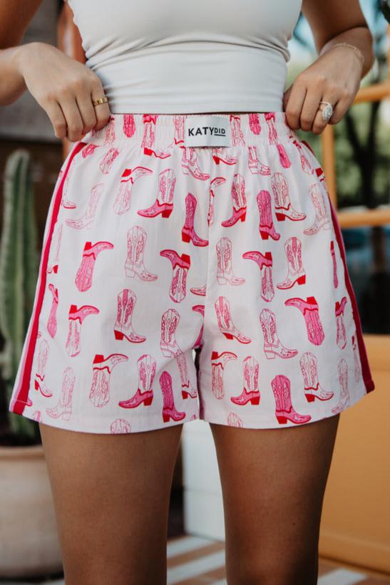 Light Pink Western Boots Boxers with Patterns