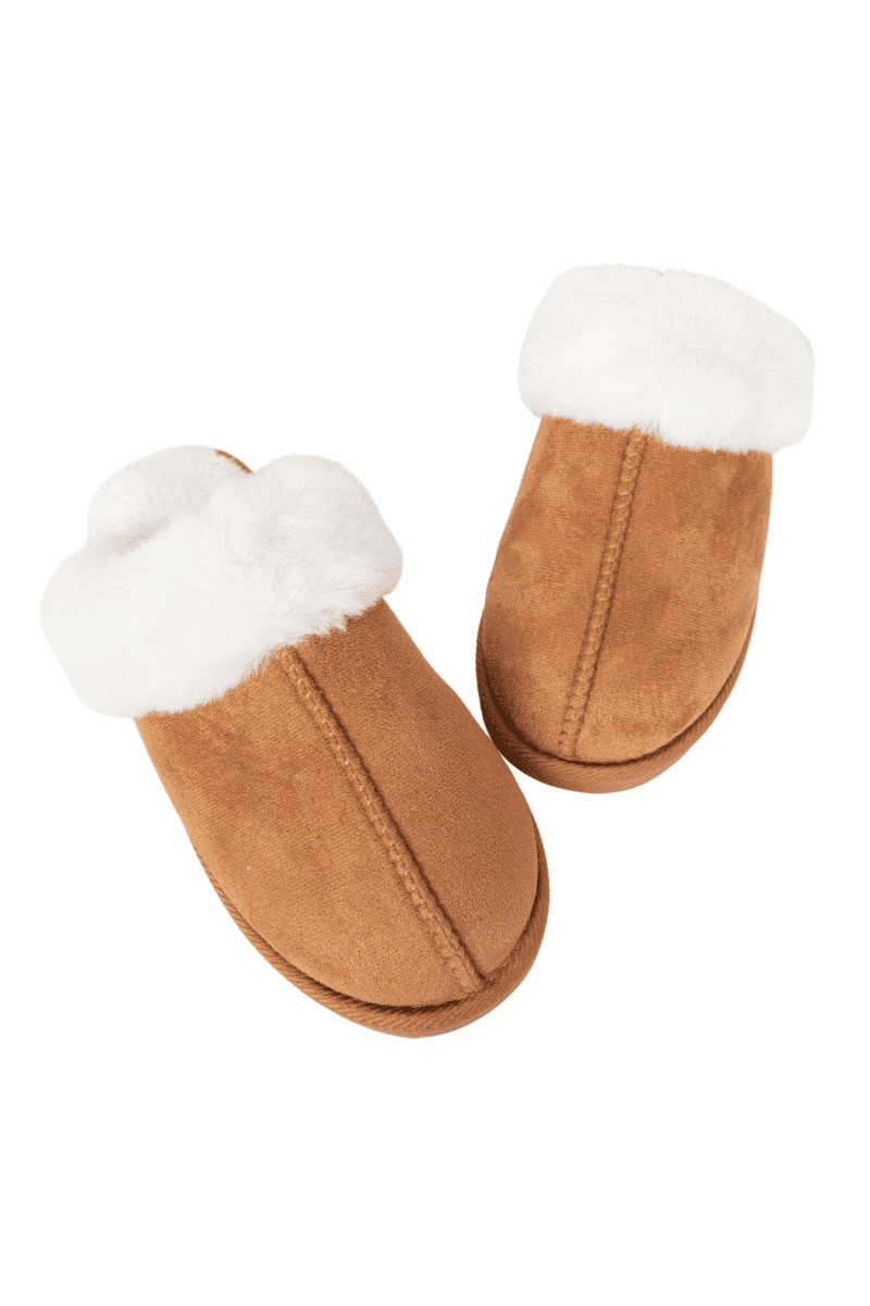 Chestnut Faux Fur Women's House Slippers - Katydid.com
