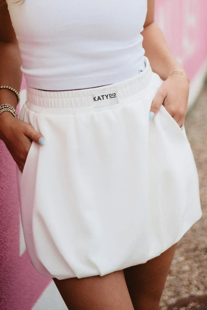 White Scuba Bubble Skirt - Katydid.com