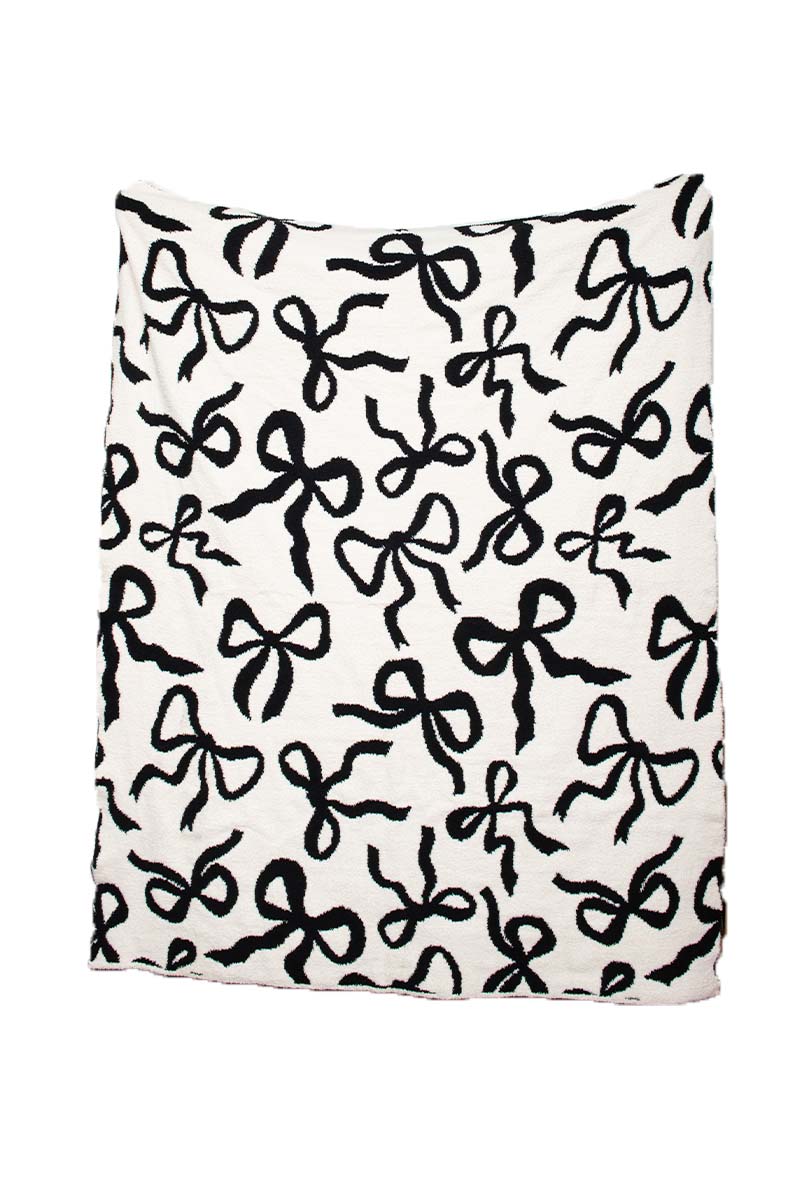 Black & White Bows Couch Blanket