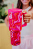 Hot Pink Retro Swirl Tumbler with Handle