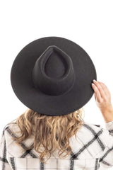 Black Wide Brim Felt Hat for Women