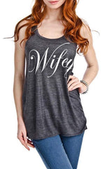 Wifey Graphic Print Tank Top