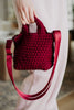 Wine Woven Crossbody Bucket Bag
