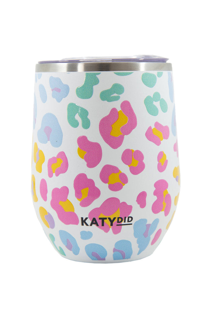 Pastel Leopard WINE TUMBLER With Lid