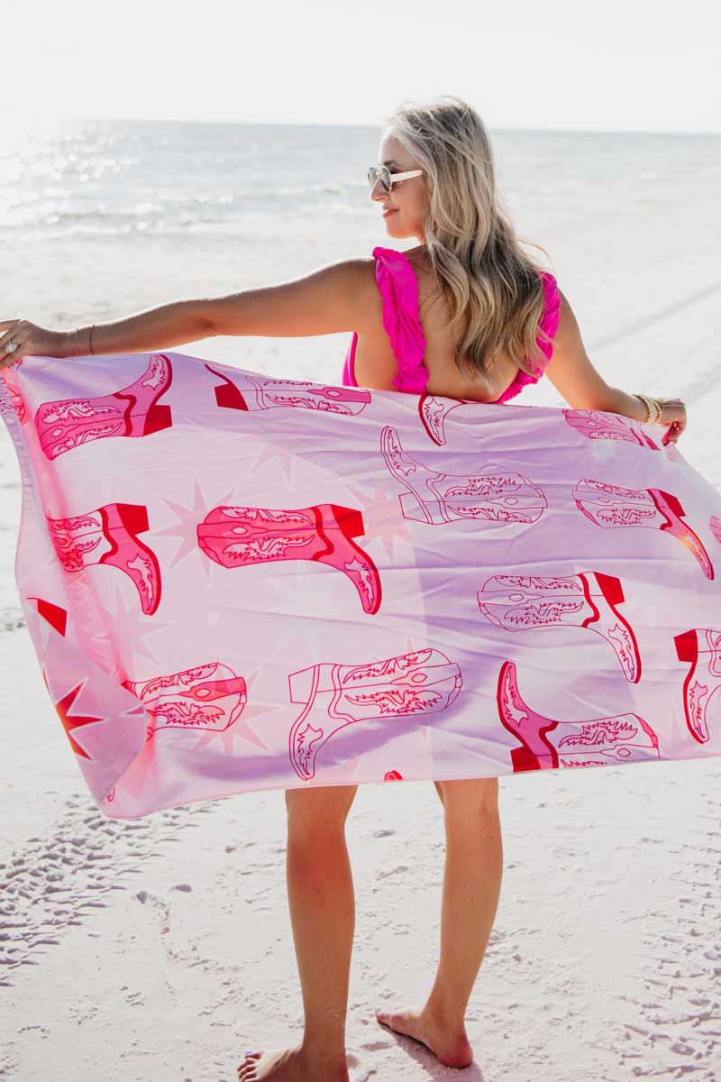 Boots & Stars Cute Reversible Beach Towel