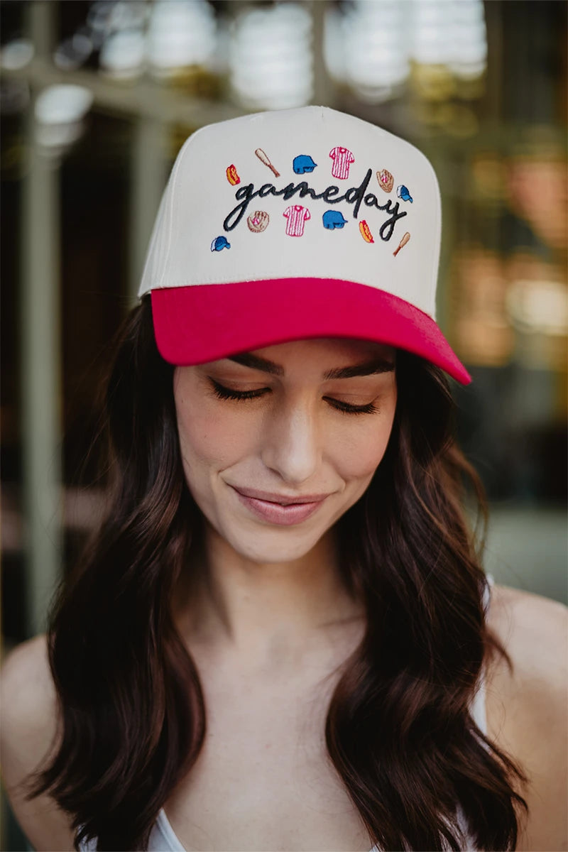 Gameday Baseball Doodles Vintage Trucker Hats for Women - Katydid.com