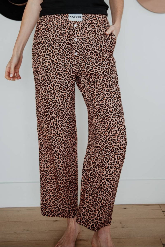 Brown Leopard Print Boxer Pants Women