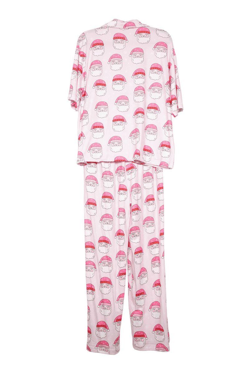 Pink Santa Face Pajama Pants Set