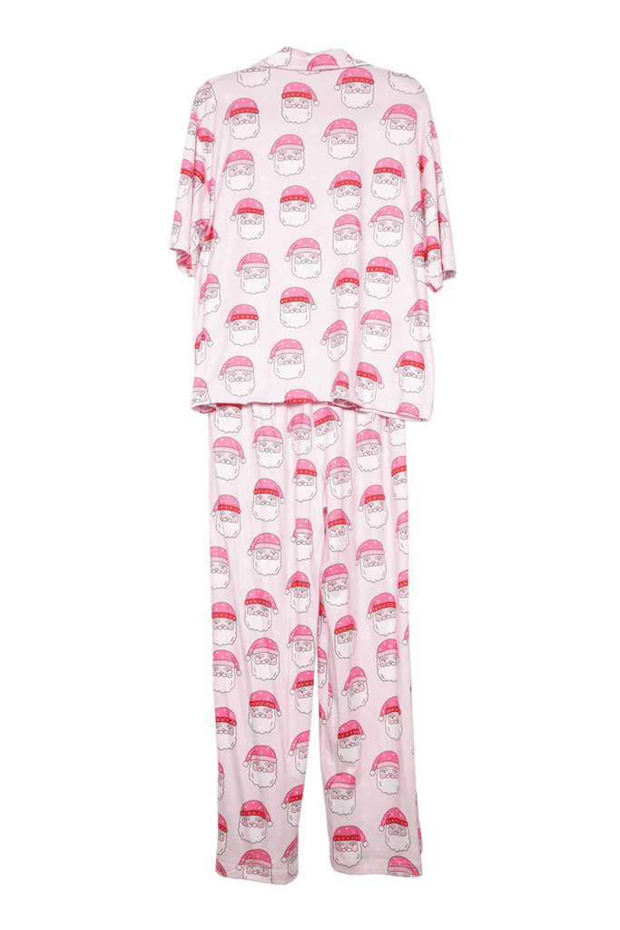 Pink Santa Face Pajama Pants Set