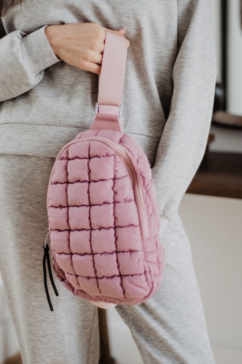 Mauve Crossbody Quilted Sling Bag
