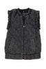 Charcoal Garment Washed Quilted Ruffle Sleeve Vests