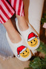 Santa Christmas Happy Face Sherpa Slippers
