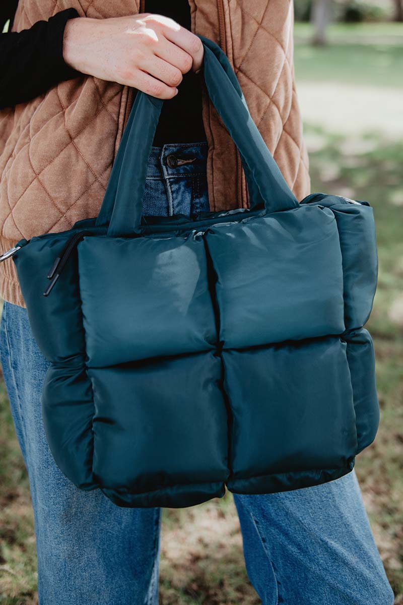 Forest Green Women's Mini Puffer Tote