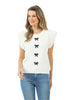 Short Sleeve Bow Sweater Top (White)