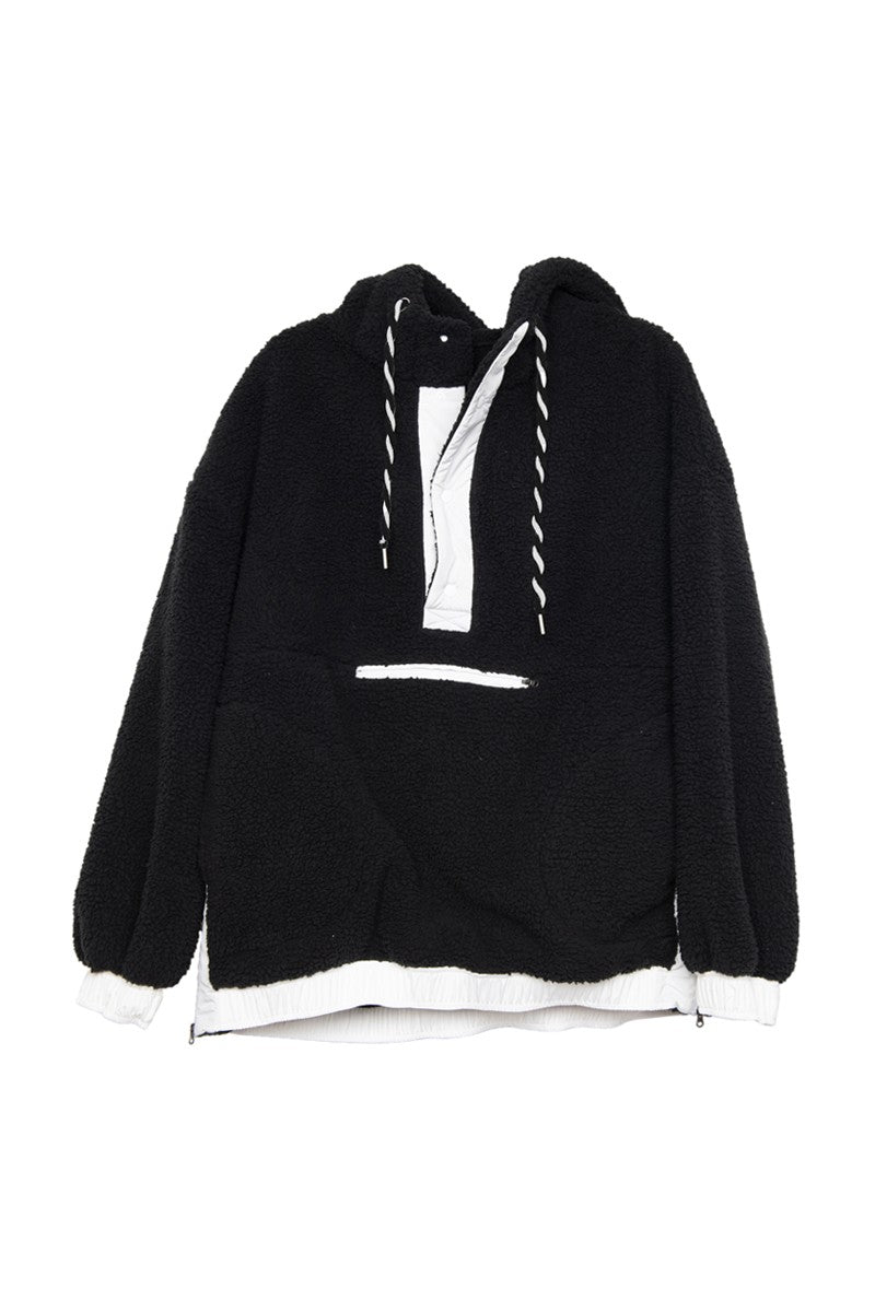 Black Sherpa Pullover Hoodie | Women's Jackets | Shop Katydid
