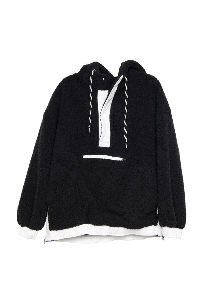 Black Sherpa Pullover Hoodie