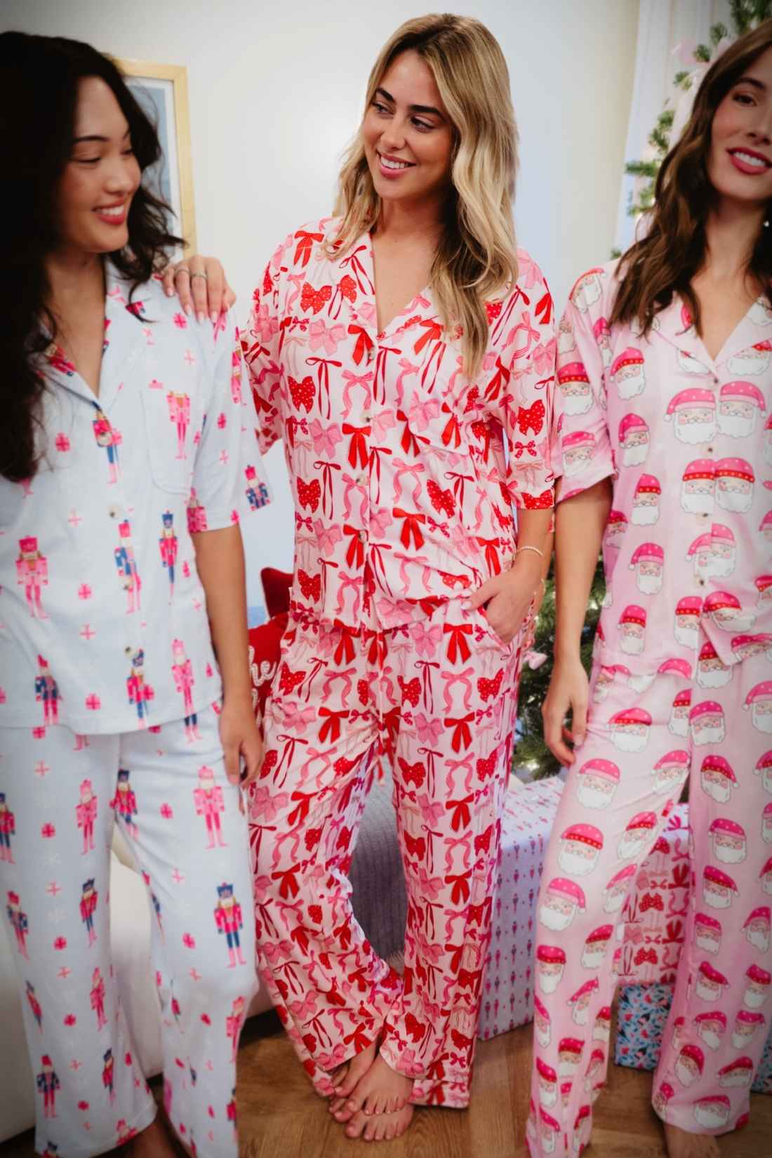 Pink & Red Coquette Bows Women's Pajama Pants Set