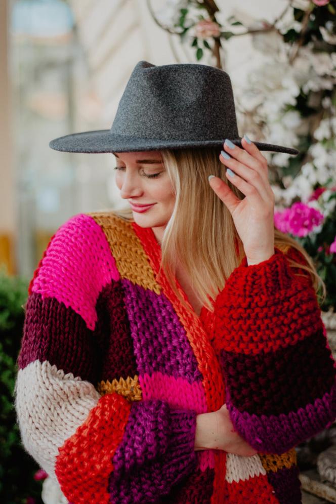 Dark Gray Wide Brim Felt Hat for Women - Katydid.com