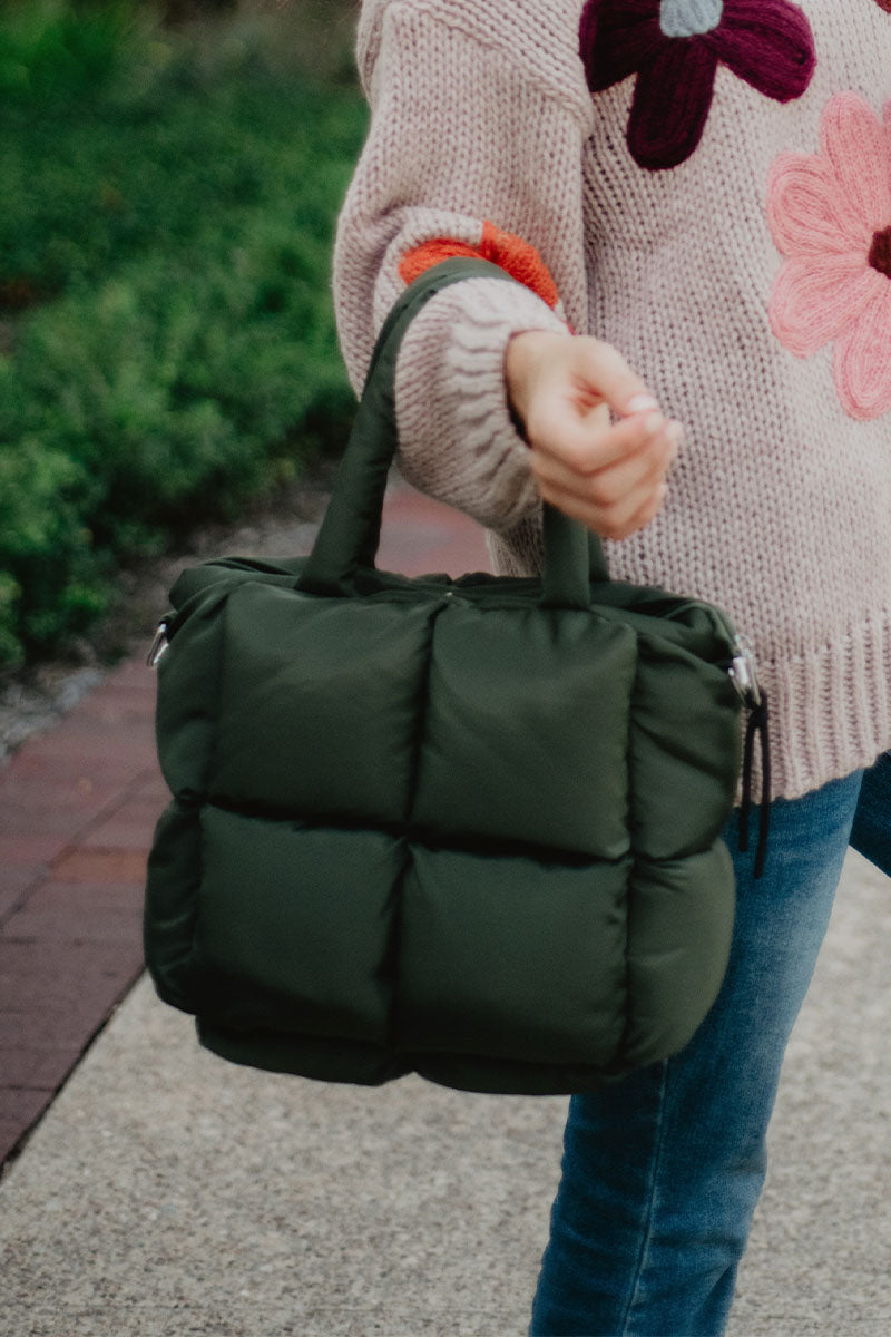 Olive Green Mini Puffer Totes