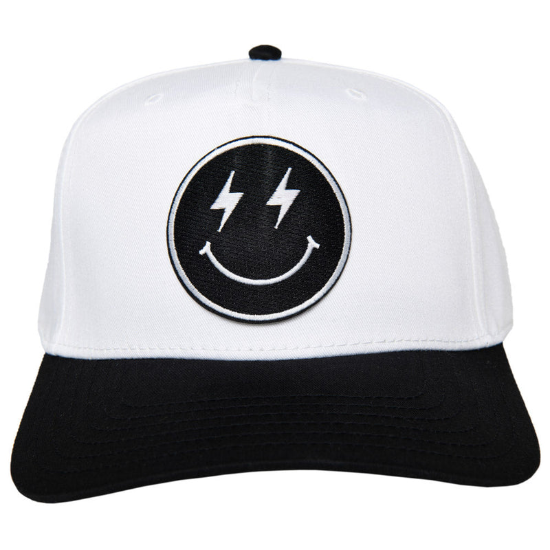 Black Lightning Happy Face Two-Toned Vintage Hat - Katydid.com