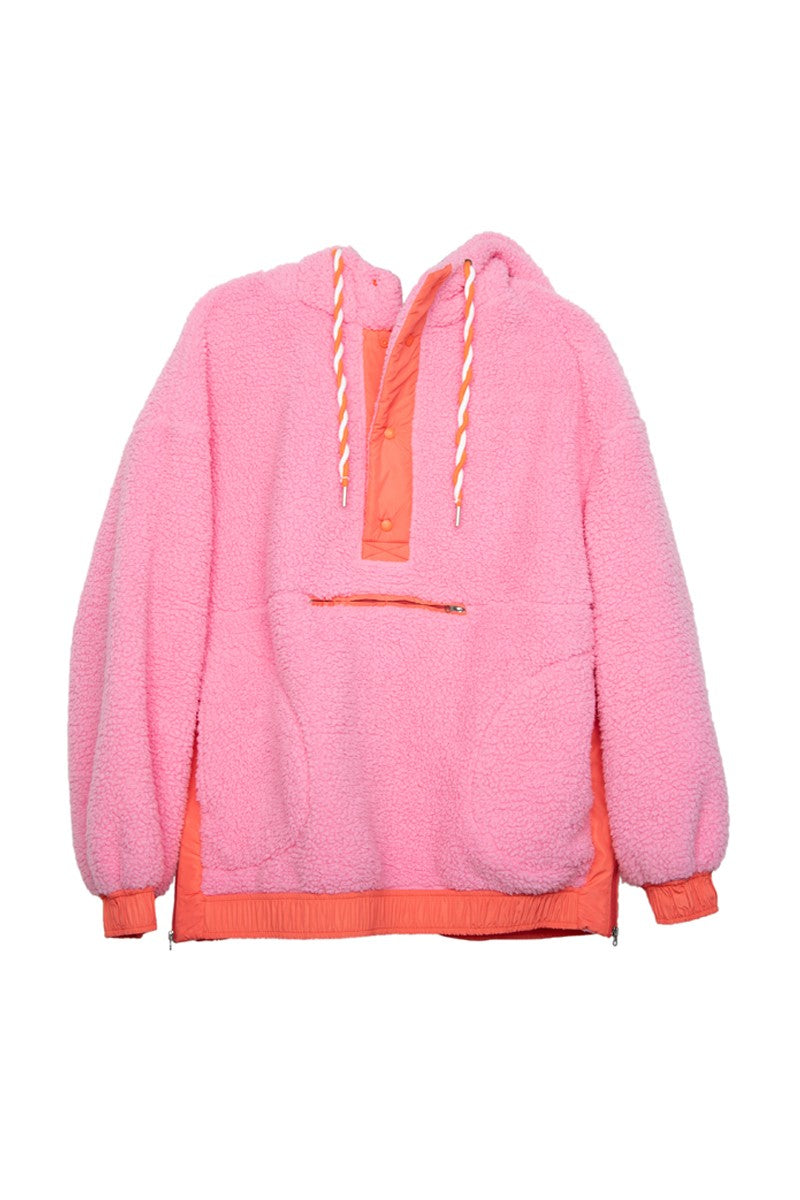 Pink Two-Toned Fleece Pullover Women | Fuzzy Pullover | Katydid