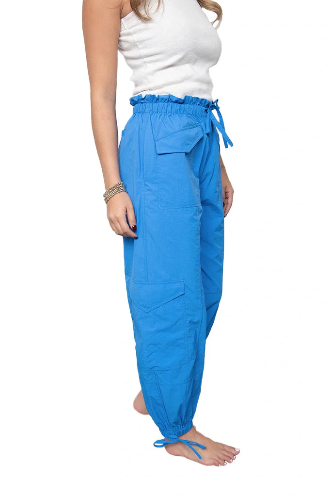Blue Cargo Parachute Pants - Katydid.com