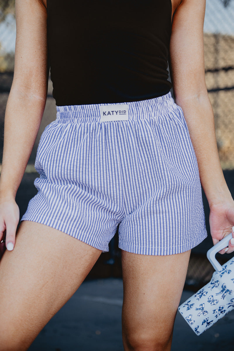 Navy Blue Striped Boxers