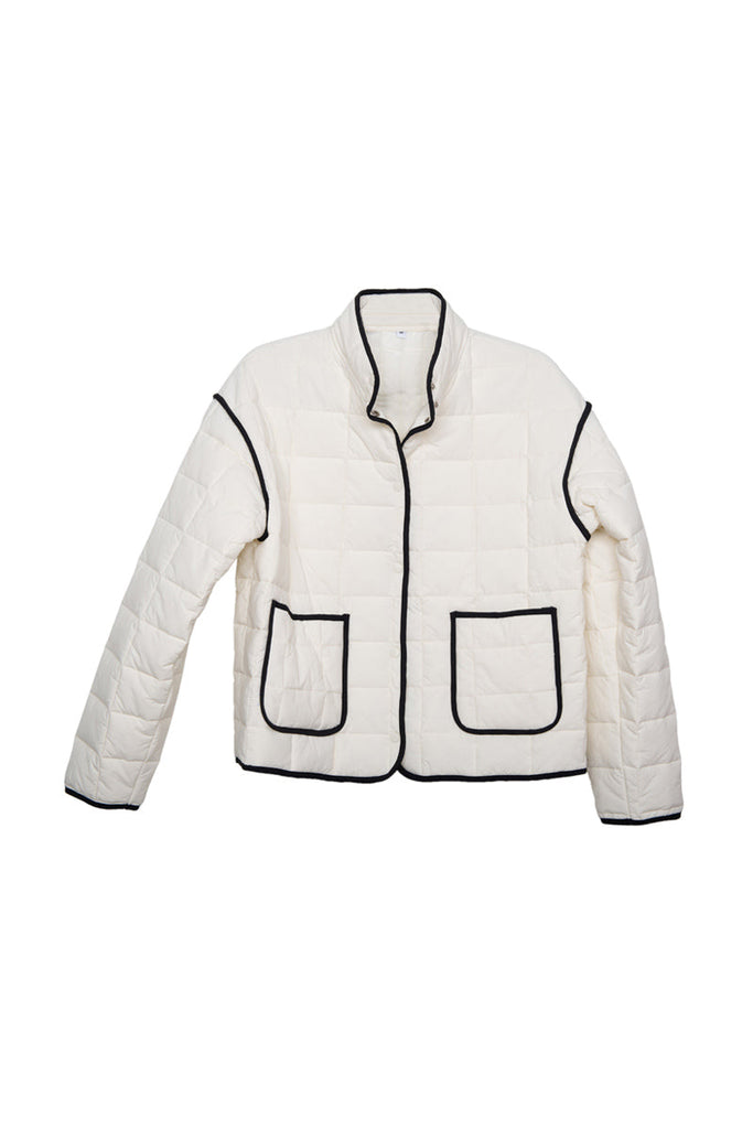 White Quilted Trim Jacket for Women