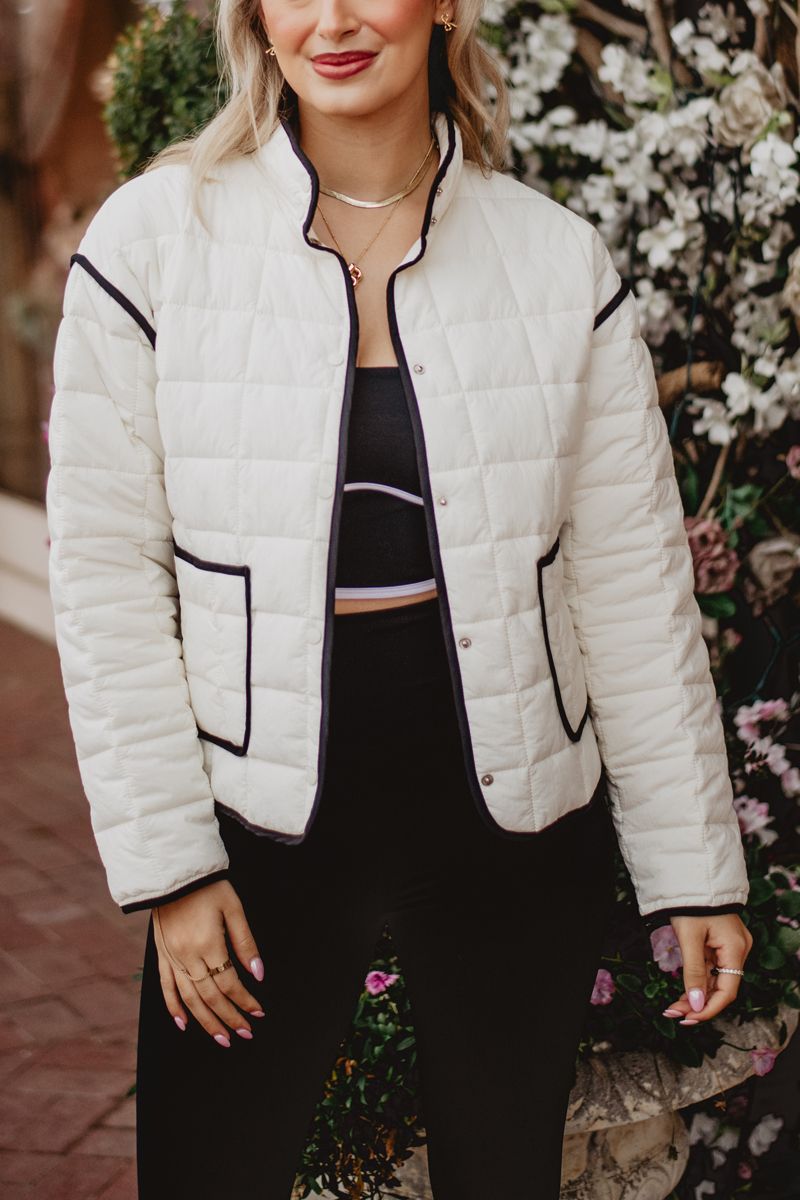 White Quilted Jacket | Wholesale Women's Outerwear | Katydid
