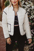 White Quilted Trim Jacket for Women
