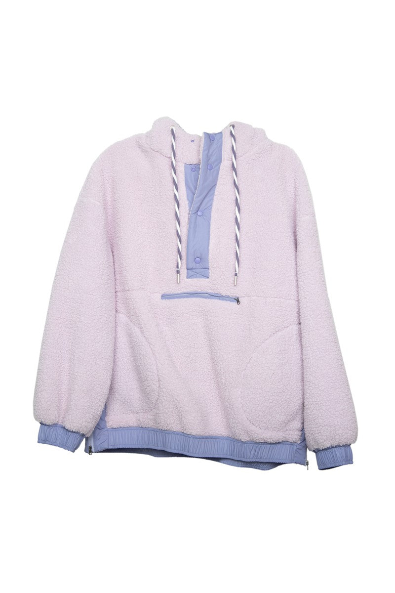 Light Purple 2-Toned Sherpa Pullover | Women's Fall Jackets | Katydid