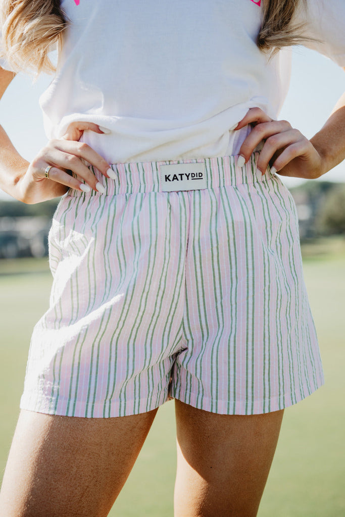 Light Pink and Green Striped Boxers