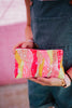 Pink/Yellow/Champagne Beaded Wristlet Wallet