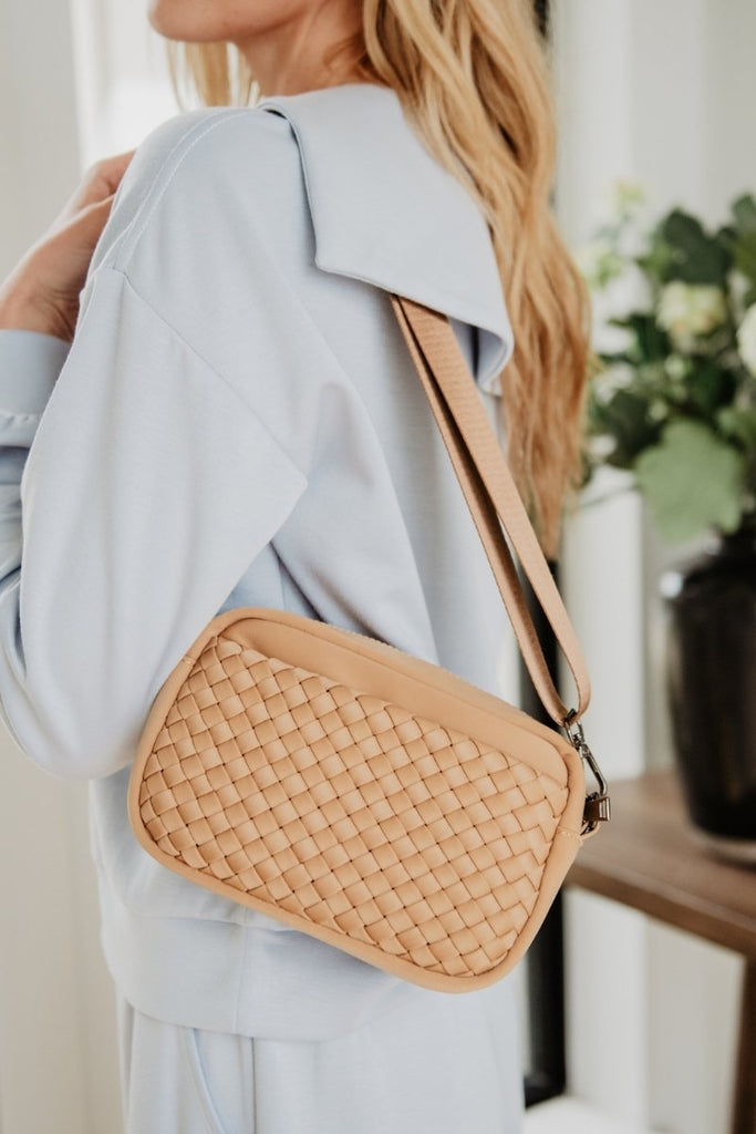 Camel Woven Crossbody Bags Women