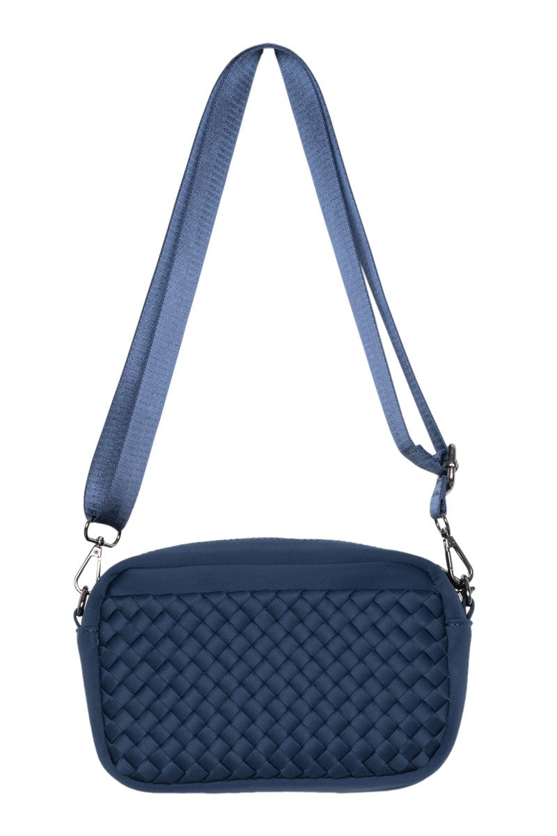 Navy Small Woven Crossbody Bag