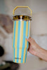 Yellow and Aqua Striped 30 Oz Tumbler Cup