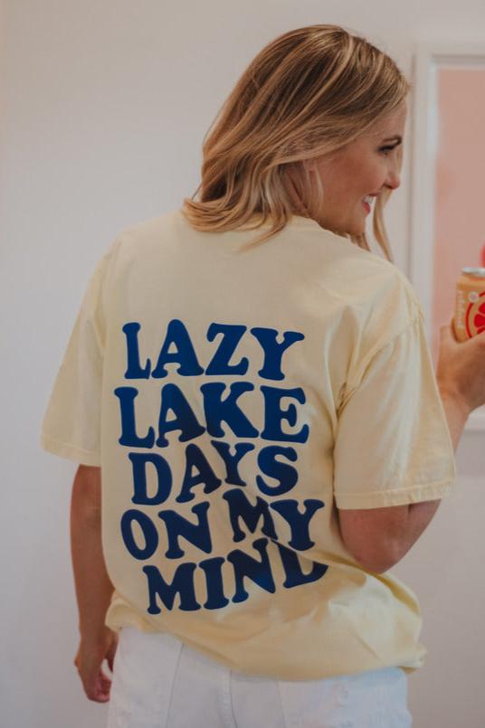 Lazy Lake Days On My Mind Large Print Graphic Tee - Katydid.com