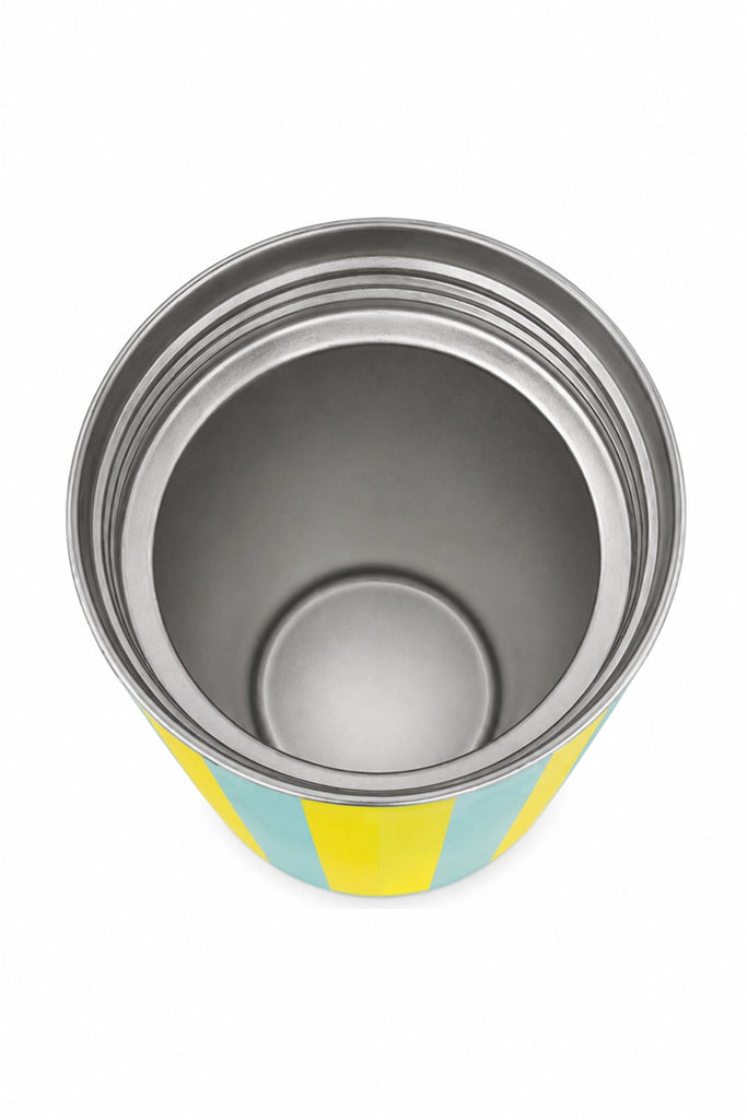 Yellow and Aqua Striped Slim Can Koozie