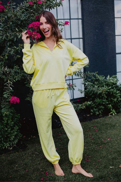 Yellow Scuba Pants Set Women's - Katydid.com