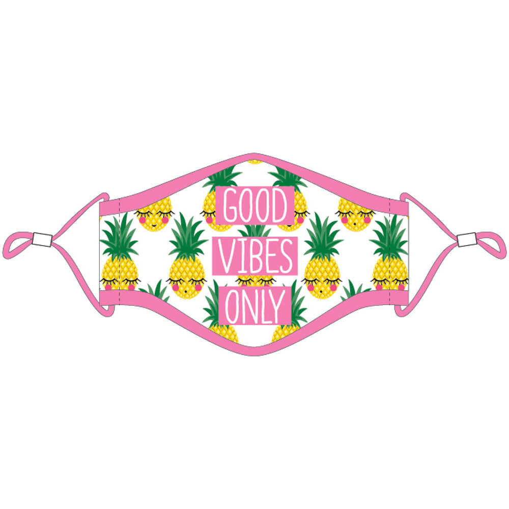 Good Vibes Only Pineapple Fashion Face Masks w/ Lanyard
