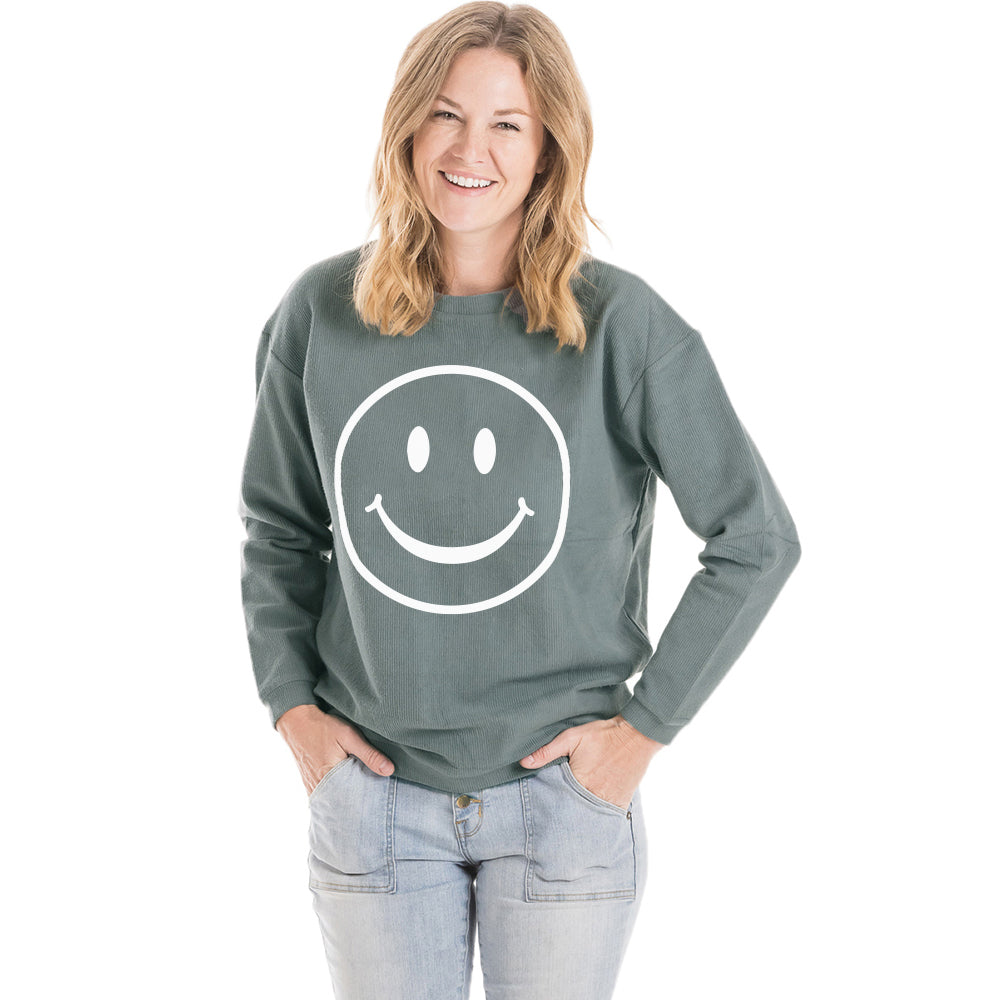 Happy Face Corded Sweatshirt