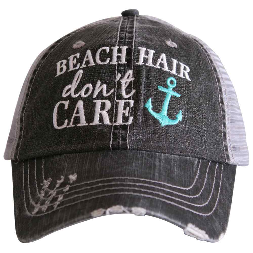 BEACH HAIR DON'T CARE TRUCKER HAT WITH ANCHOR