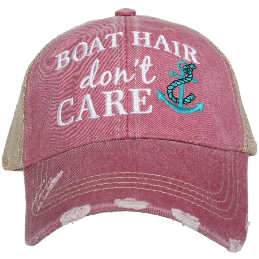 Speedy Pros Womens Ponytail Cap Fishing Hair Don't Care Embroidery  Distressed Trucker Hats
