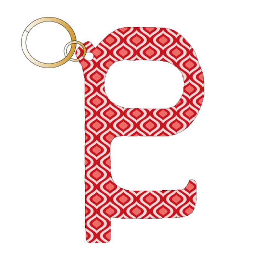 Red Ikat Pattern Hands Free Key Chain